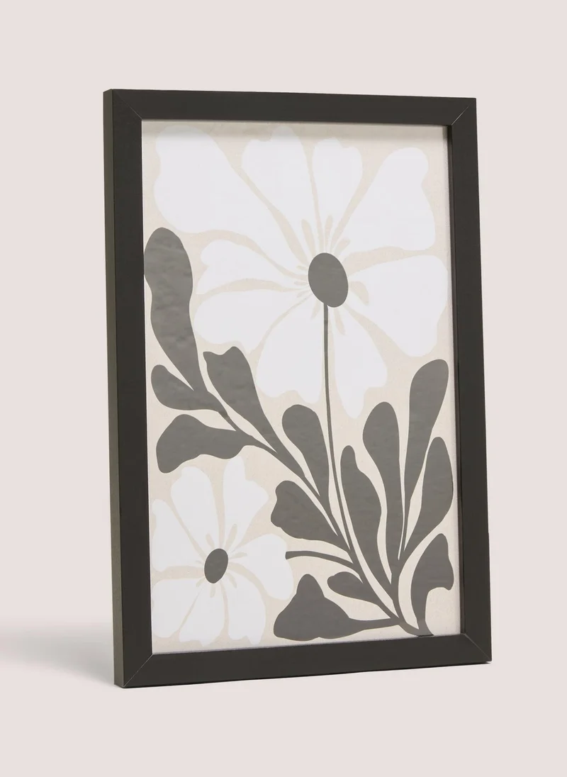 ماتلان White Two Flowers Wall Art Black